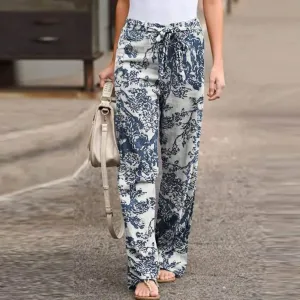 VERA RETRO PRINT PANTS WHITE