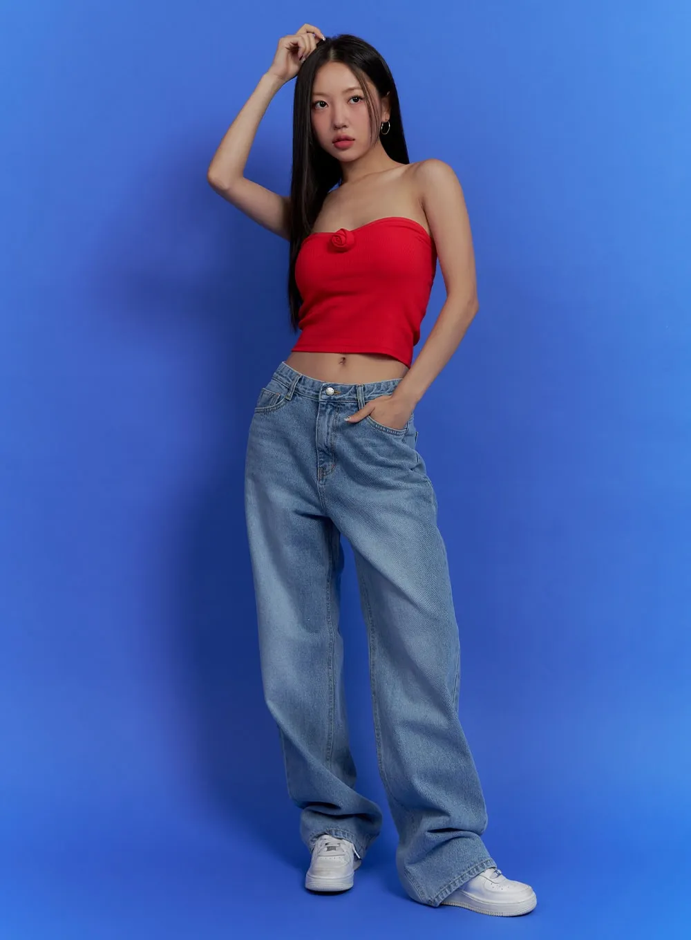 Washed Wide Leg Jeans OU404