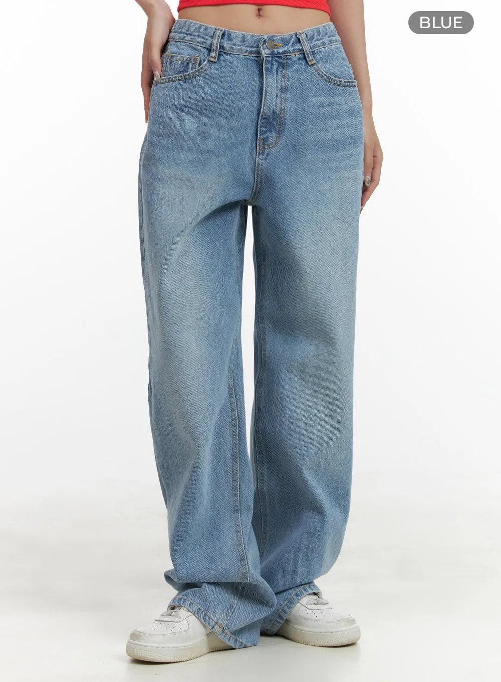 Washed Wide Leg Jeans OU404