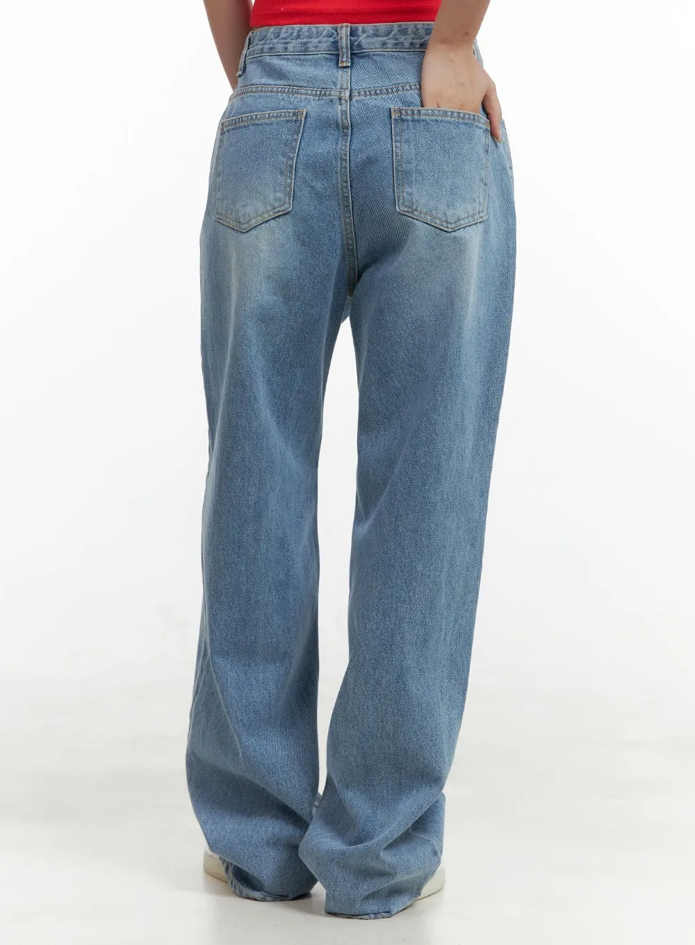 Washed Wide Leg Jeans OU404