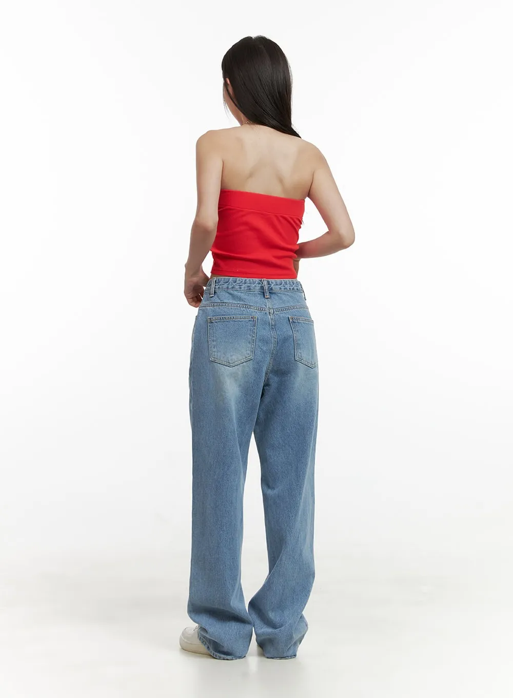 Washed Wide Leg Jeans OU404