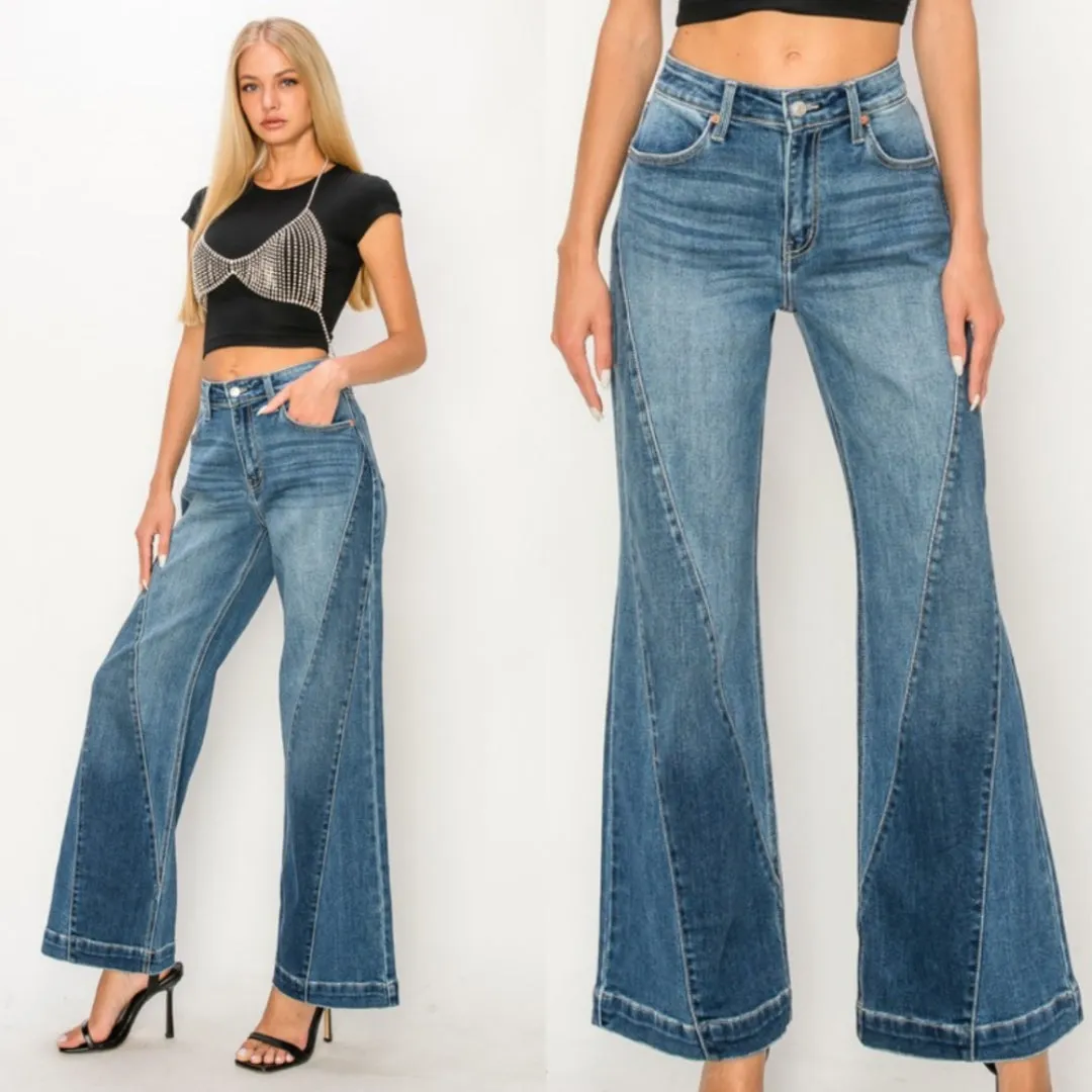 Wide Leg Patch Jeans