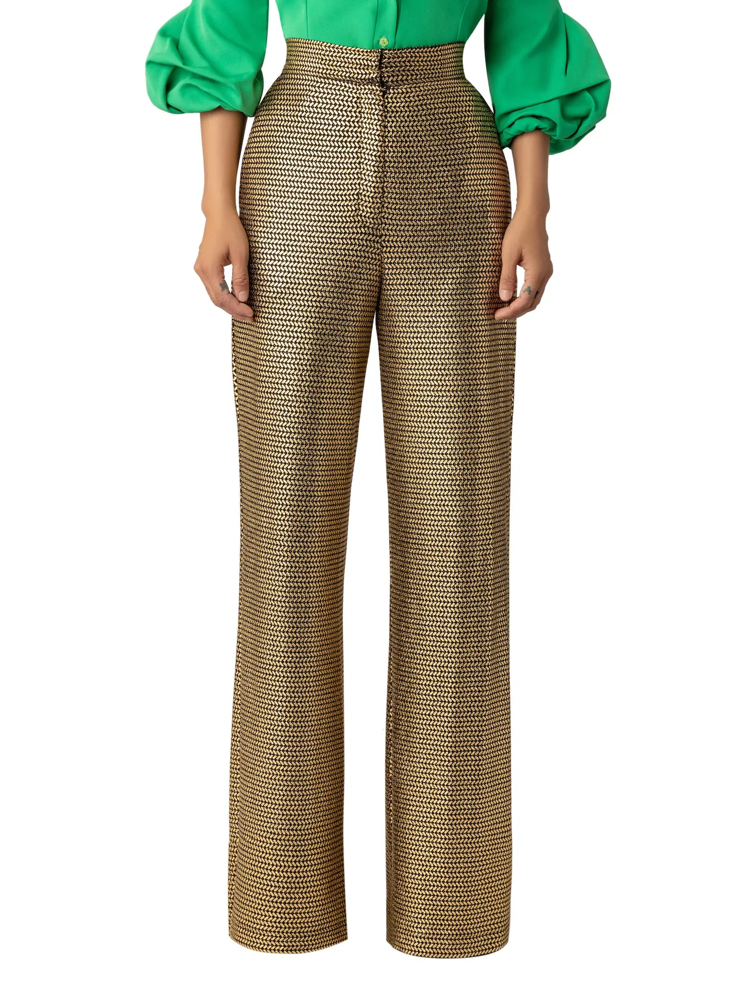 “Zahavia” Gold High Waist Pants